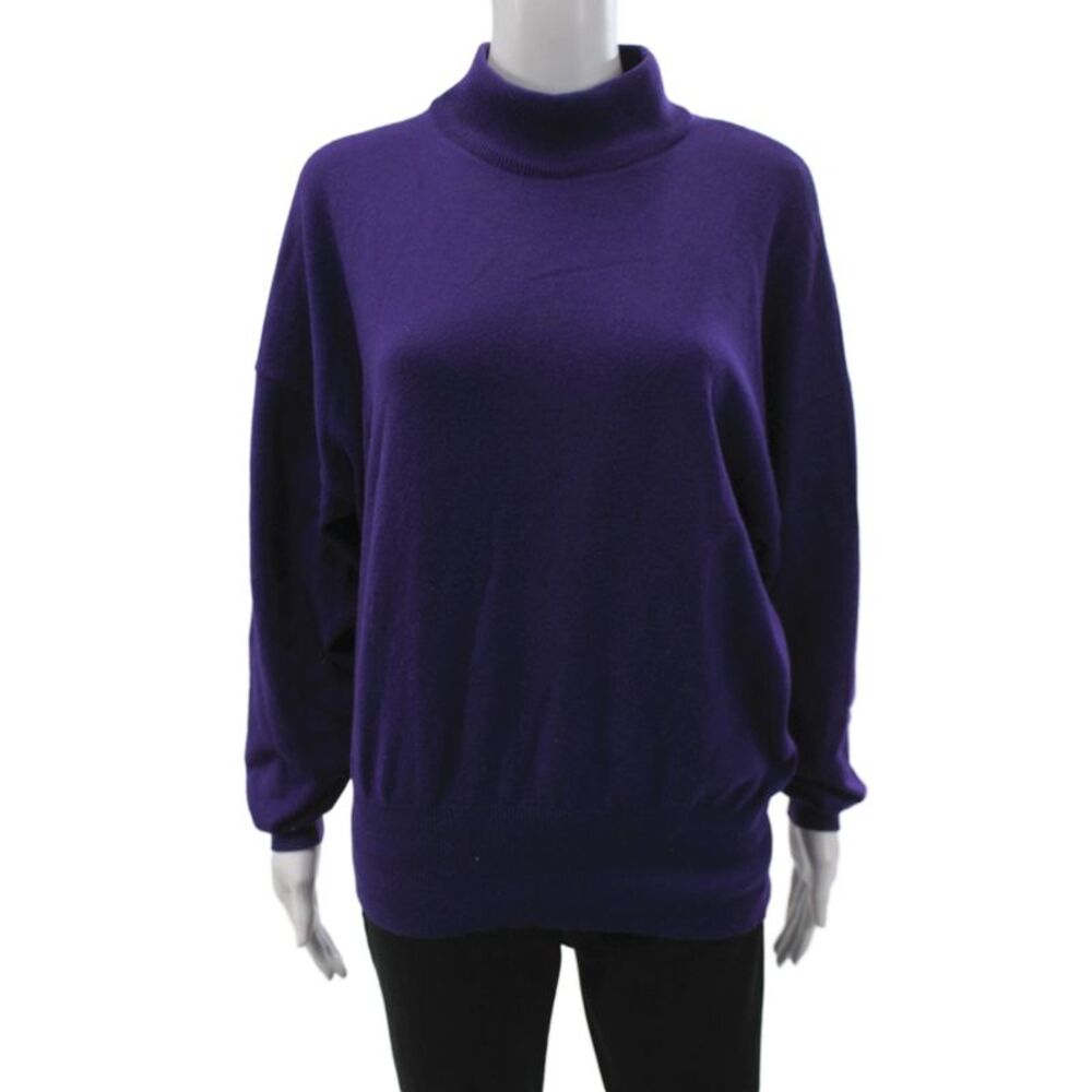 Escada Margaretha Ley Womens Purple Mock Neck Pullover Sweater Size 42